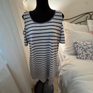 New York & Company Navy and White Knit Mini Dress